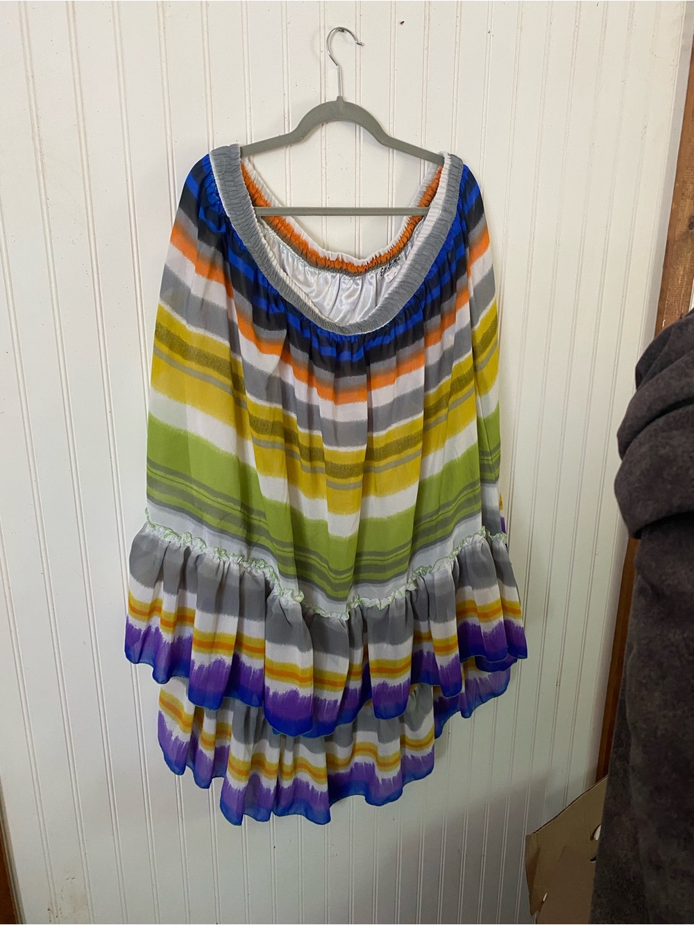 IC COLLECTION Multicolor Striped Maxi Skirt with Elastic Waist